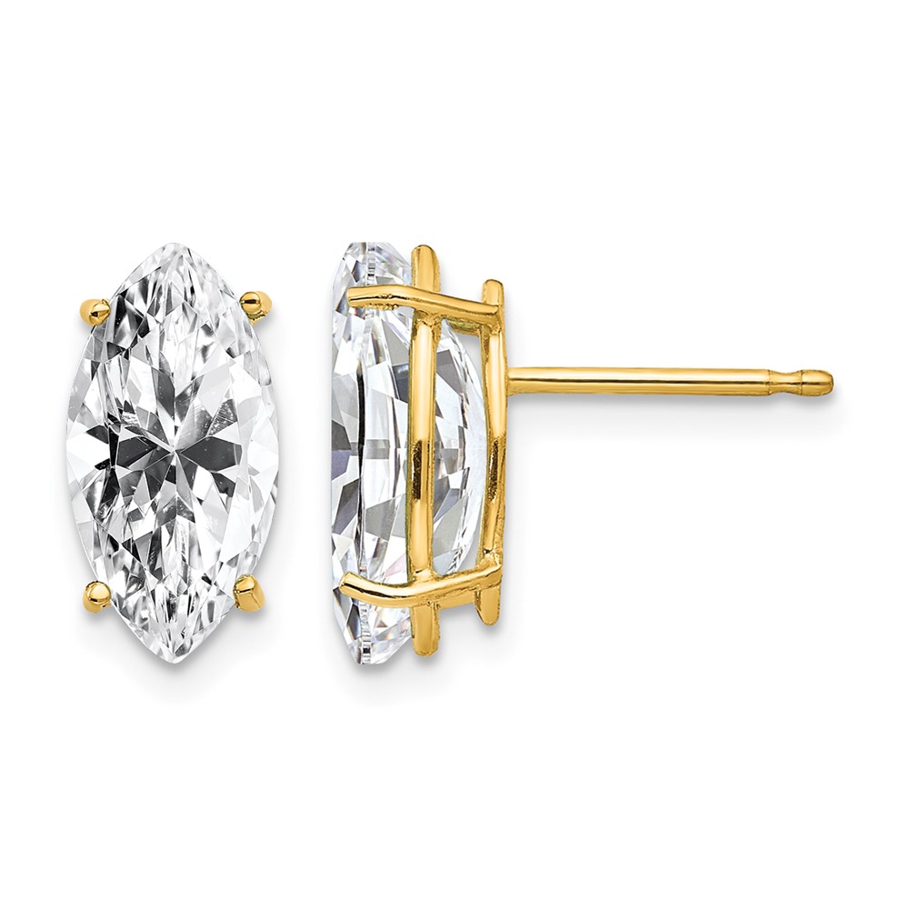 14K Yellow Gold 10x 5mm Marquise Cubic Zirconia Post Earrings