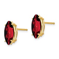 14K Yellow Gold 10x5mm Marquise Garnet Post Earrings view 2