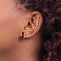 14K Yellow Gold 10x5mm Marquise Garnet Post Earrings view 3