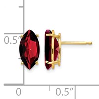 14K Yellow Gold 10x5mm Marquise Garnet Post Earrings view 4