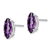 14K White Gold 10x5mm Marquise Amethyst Post Earrings view 2