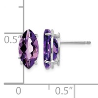 14K White Gold 10x5mm Marquise Amethyst Post Earrings view 4