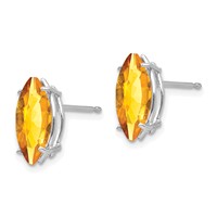 14K White Gold 10x 5mm Marquise Citrine Post Earrings view 2
