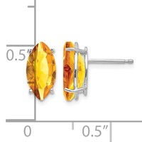 14K White Gold 10x 5mm Marquise Citrine Post Earrings view 4