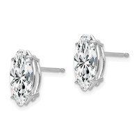 14K White Gold 10x 5mm Marquise Cubic Zirconia Post Earrings view 2