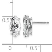 14K White Gold 10x 5mm Marquise Cubic Zirconia Post Earrings view 4