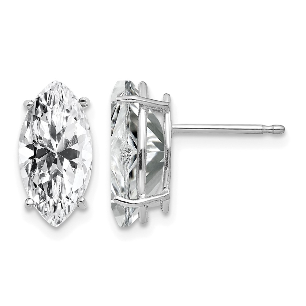 14K White Gold 10x 5mm Marquise Cubic Zirconia Post Earrings