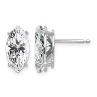14K White Gold 10x 5mm Marquise Cubic Zirconia Post Earrings view 1