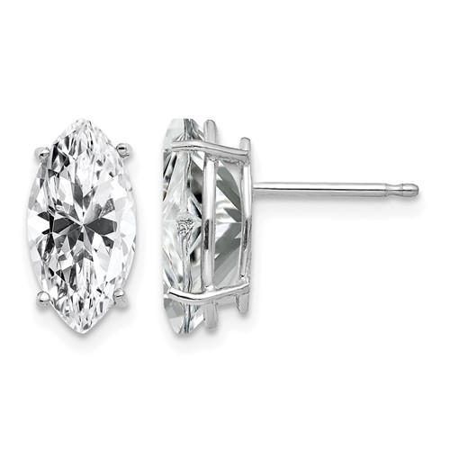 14K White Gold 10x 5mm Marquise Cubic Zirconia Post Earrings