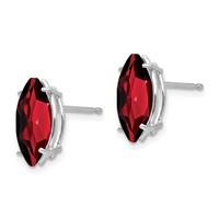 14K White Gold 10x 5mm Marquise Garnet Post Earrings view 2