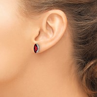 14K White Gold 10x 5mm Marquise Garnet Post Earrings view 3
