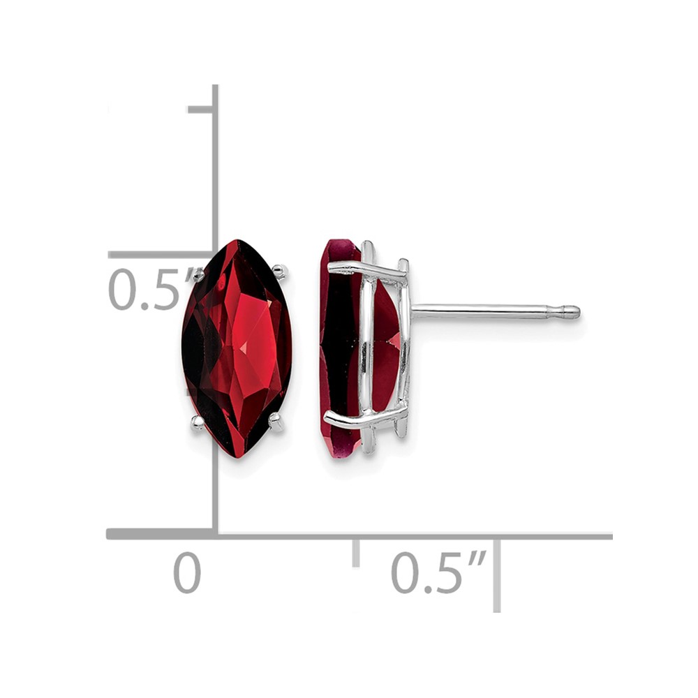 14k White Gold 10x5mm Marquise Garnet earring (XE105WGA)