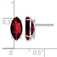 14K White Gold 10x 5mm Marquise Garnet Post Earrings view 4