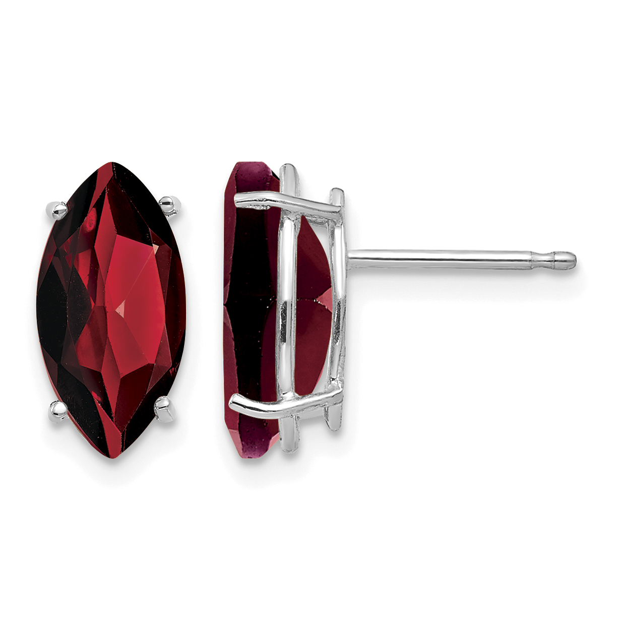 14k White Gold 10x5mm Marquise Garnet earring (XE105WGA)
