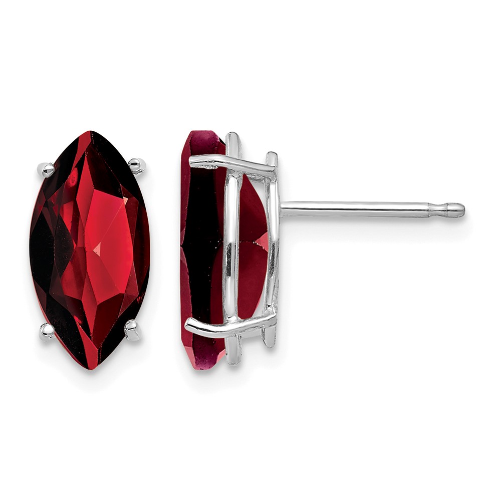 14k White Gold 10x5mm Marquise Garnet earring (XE105WGA)