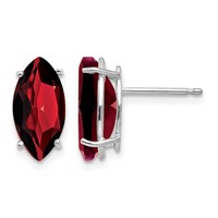 14K White Gold 10x 5mm Marquise Garnet Post Earrings view 1