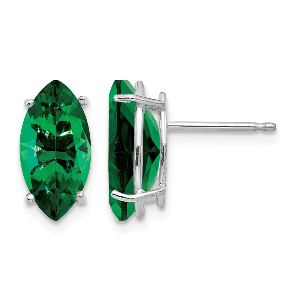 14K White Gold 10x 5mm Marquise Mount St. Helens Post Earrings