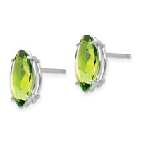 14K White Gold 10x 5mm Marquise Peridot Post Earrings view 2