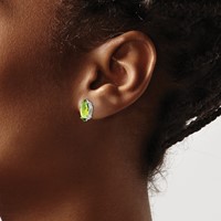 14K White Gold 10x 5mm Marquise Peridot Post Earrings view 3