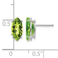 14K White Gold 10x 5mm Marquise Peridot Post Earrings view 4