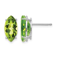 14K White Gold 10x 5mm Marquise Peridot Post Earrings view 1