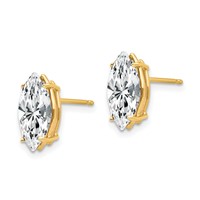 14K Yellow Gold 12x6mm Marquise Cubic Zirconia Post Earrings view 2