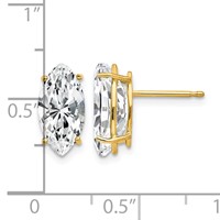 14K Yellow Gold 12x6mm Marquise Cubic Zirconia Post Earrings view 4