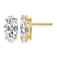 14K Yellow Gold 12x6mm Marquise Cubic Zirconia Post Earrings view 1