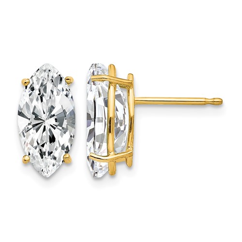 14K Yellow Gold 12x 6mm Marquise Cubic Zirconia Post Earrings