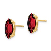 14K Yellow Gold 12x 6mm Marquise Garnet Post Earrings view 2