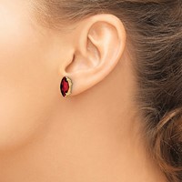 14K Yellow Gold 12x 6mm Marquise Garnet Post Earrings view 3