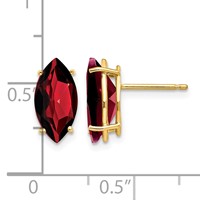 14K Yellow Gold 12x 6mm Marquise Garnet Post Earrings view 4