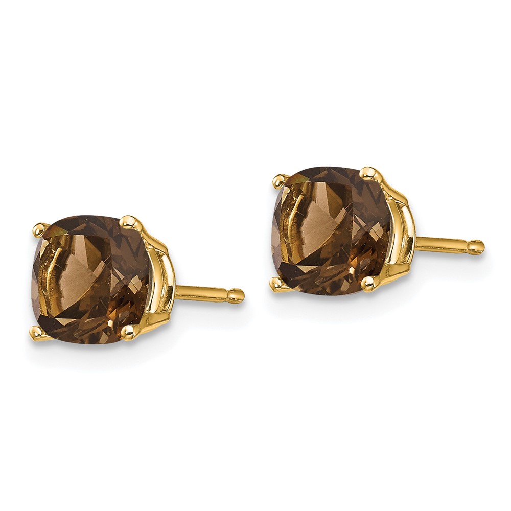 14k 6mm Cushion Smoky Quartz Earring (XE107SQ)