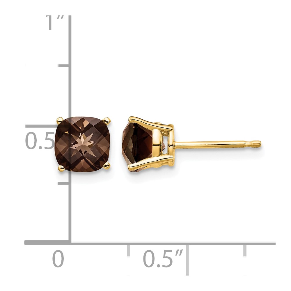 14k 6mm Cushion Smoky Quartz Earring (XE107SQ)