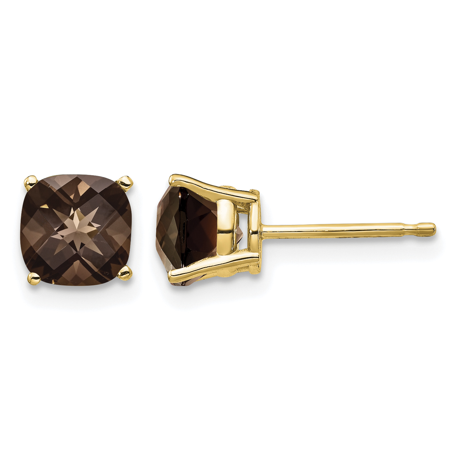 14k 6mm Cushion Smoky Quartz Earring (XE107SQ)