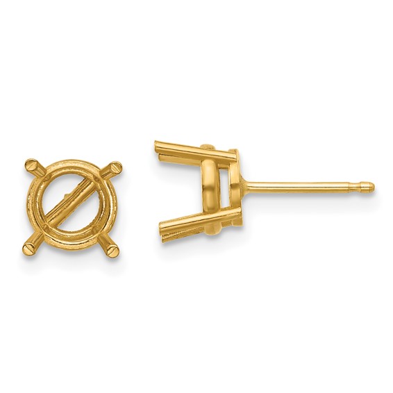 14k 7mm Cushion Post Earring Mountings