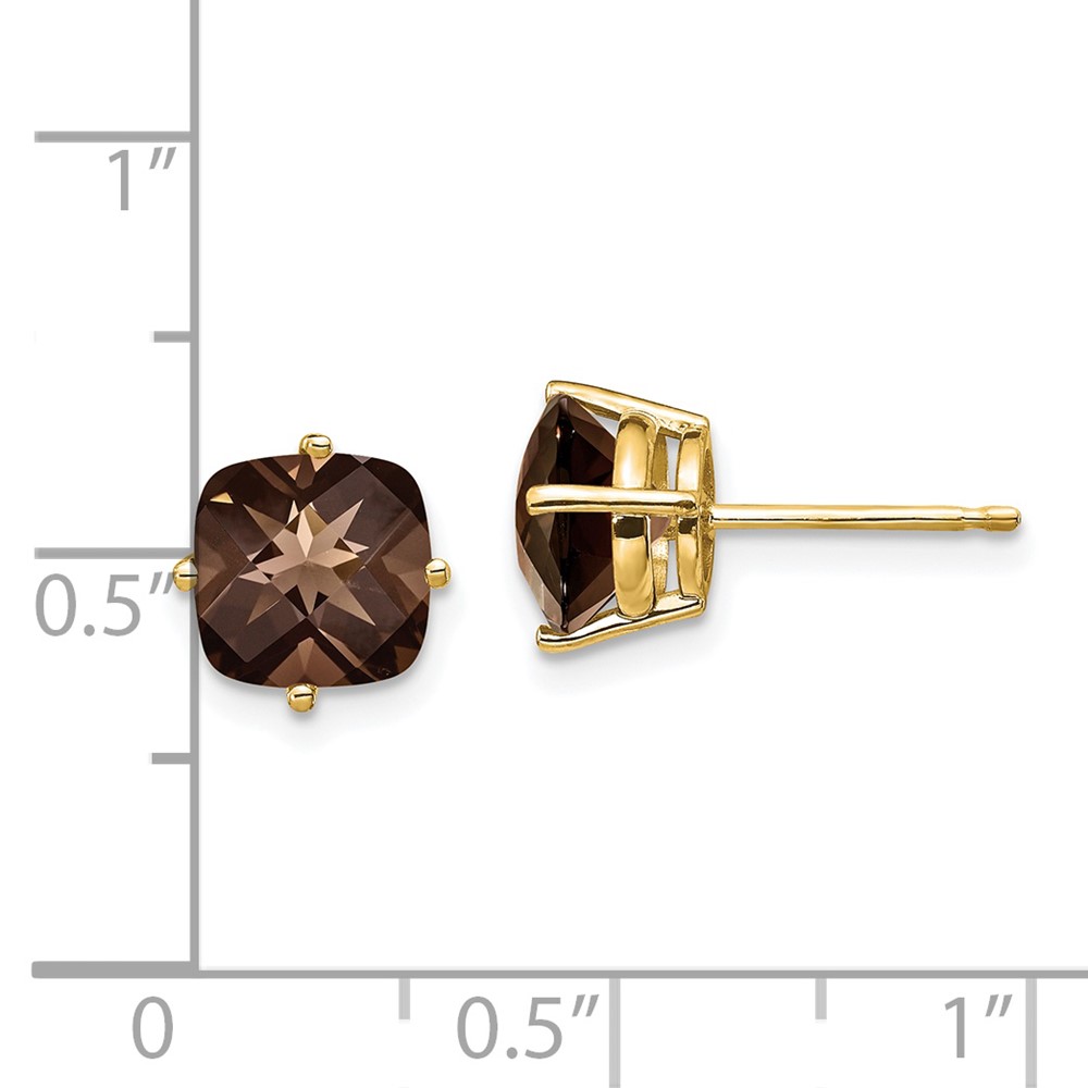 14k 7mm Cushion Smoky Quartz Earring (XE108SQ)