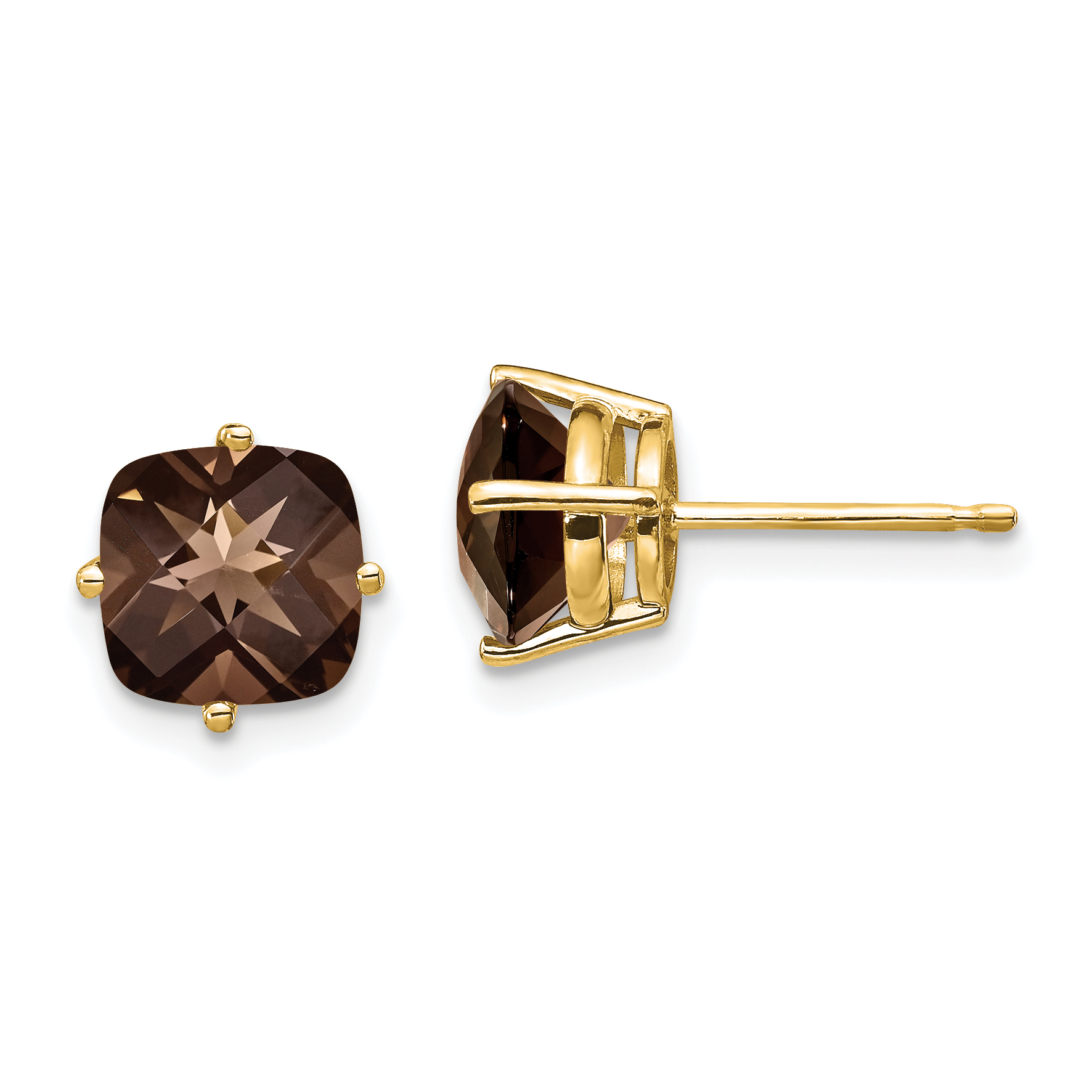 14k 7mm Cushion Smoky Quartz Earring (XE108SQ)