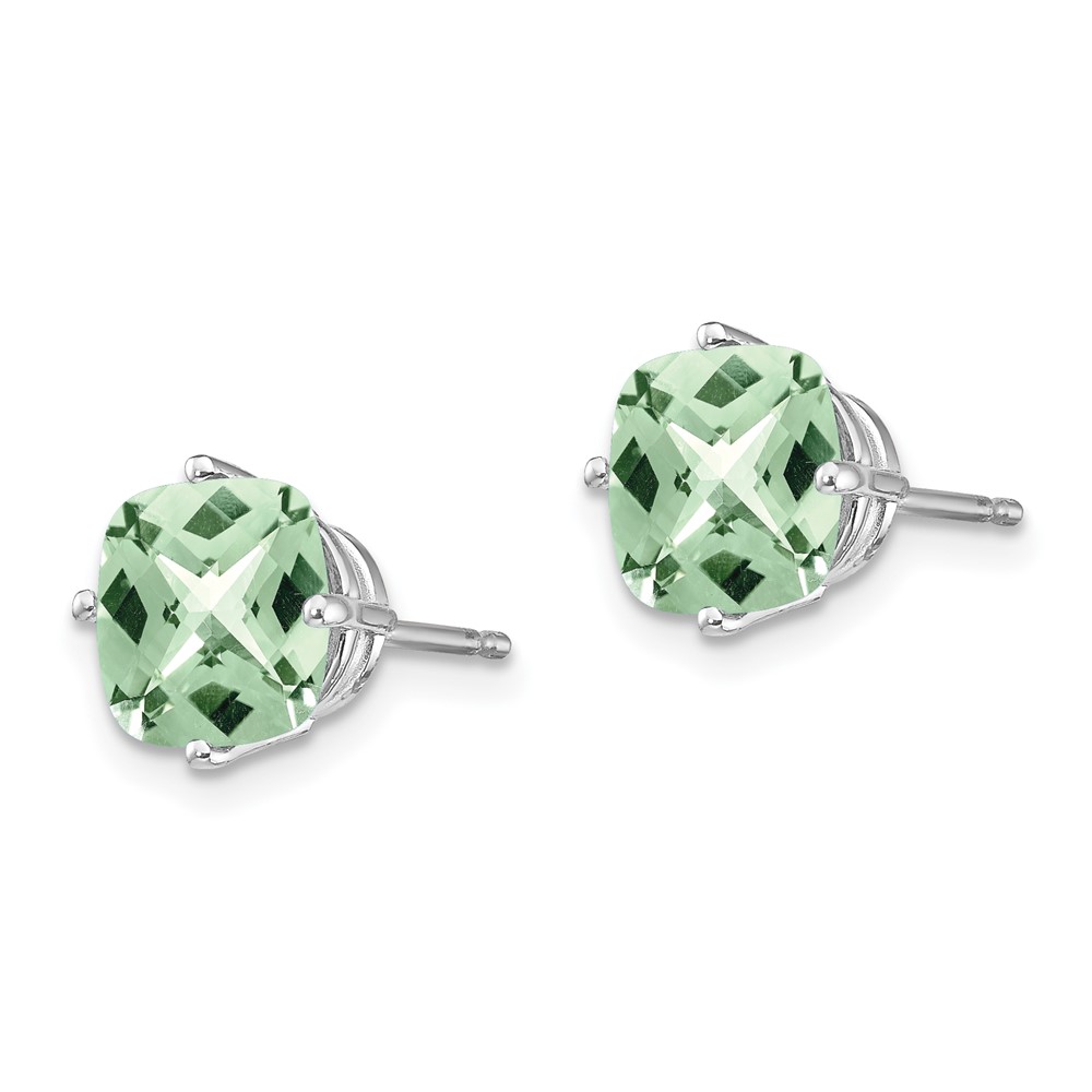 14kw 7mm Cushion Checker-Cut Green Quartz Earring (XE108WCG)