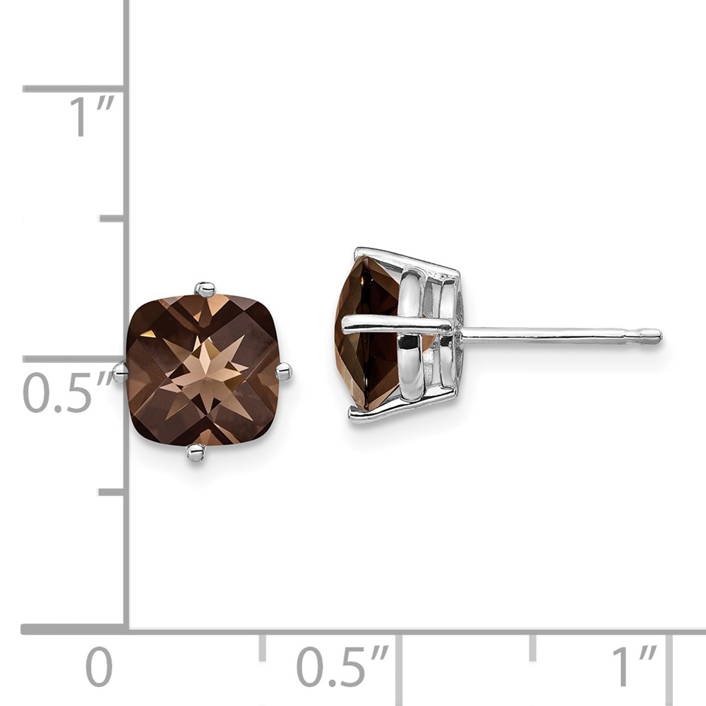 14kw 7mm Cushion Smoky Quartz Earring (XE108WSQ)