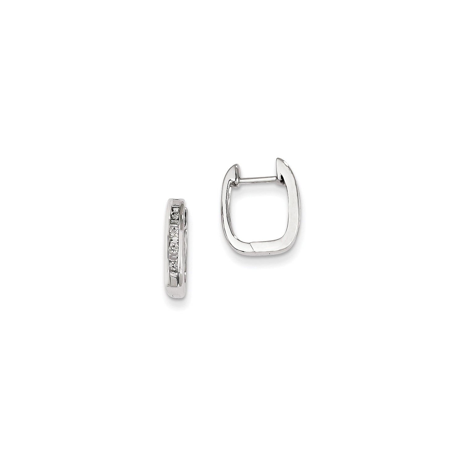 14k White Gold Baguette Diamond Square Hoop Earrings 0 18ct 4in Image Is Loading 14k White Gold Baguette Diamond Square Hoop Earrings
