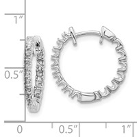 14K White Gold 0.62 Carat AA Diamond in Out Hinged Hoop Earrings view 2