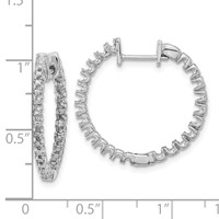 14K White Gold 1.4 Carat Aaa Diamond in Out Hinged Hoop Earrings view 2