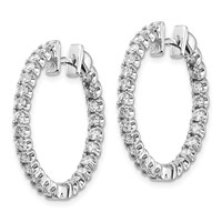 14K White Gold 1.4 Carat Aaa Diamond in Out Hinged Hoop Earrings view 3