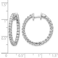 14K White Gold 1.4 Carat Aaa Diamond in Out Hinged Hoop Earrings view 5