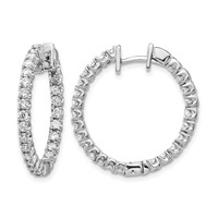 14K White Gold 1.4 Carat Aaa Diamond in Out Hinged Hoop Earrings view 1