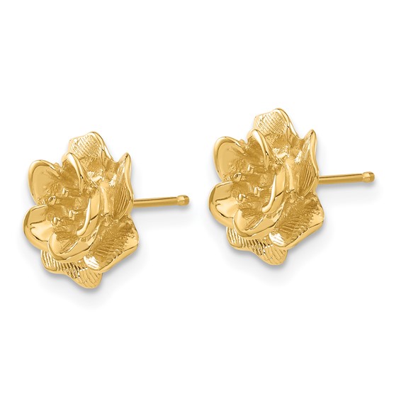 Gold Diamond Flower Post Earrings
