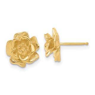 Gold Diamond Flower Post Earrings