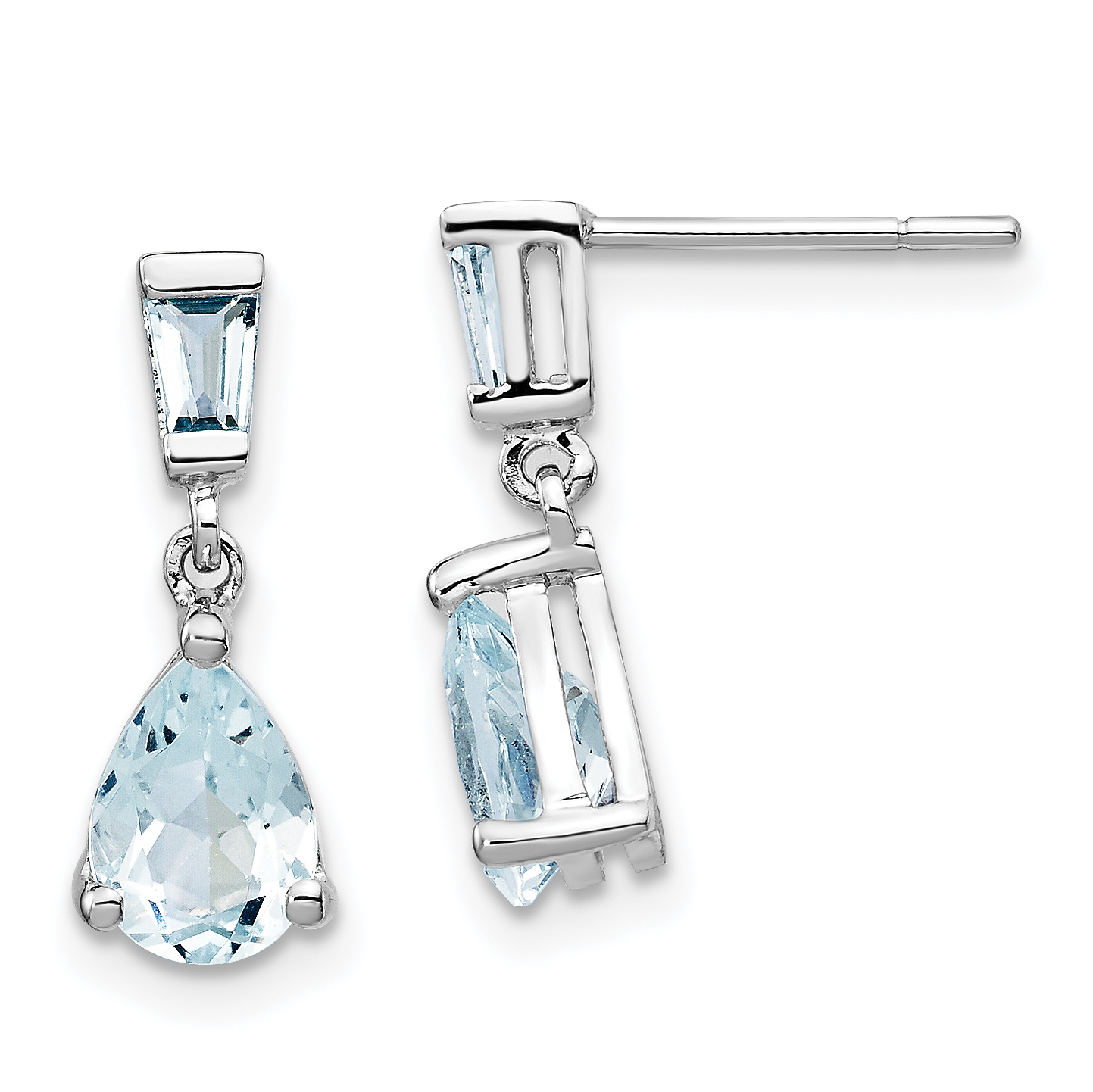 14k White Gold Aquamarine Dangle Earrings (XE1653AQ)