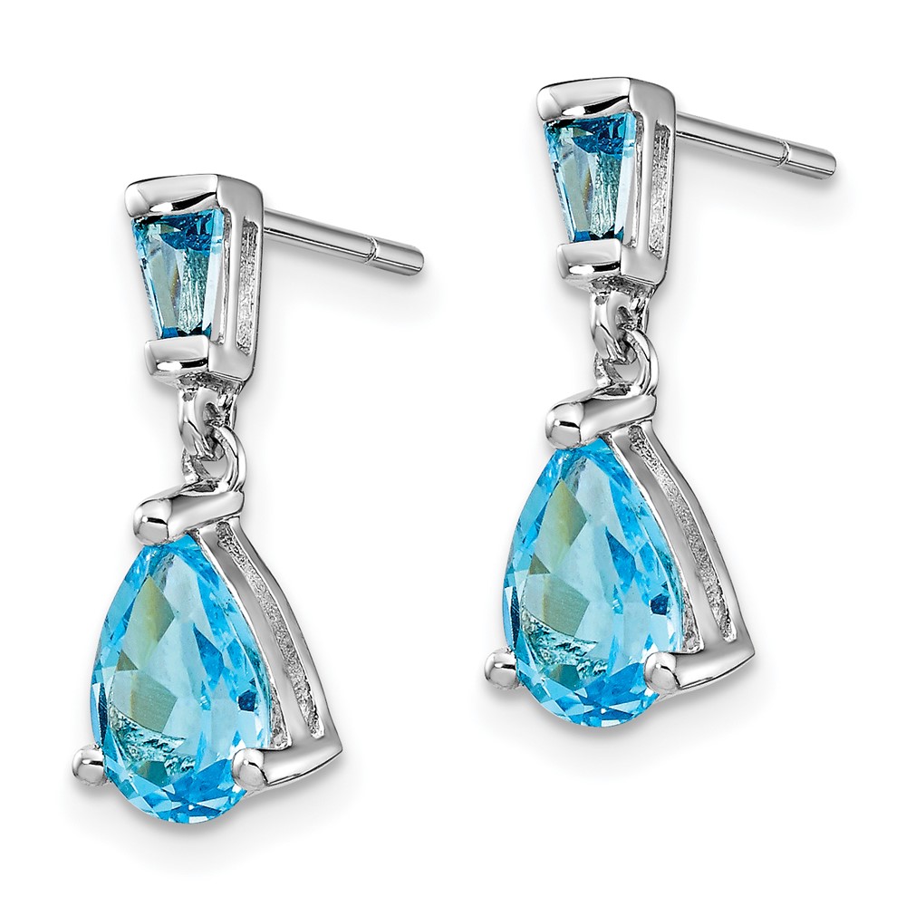 14k White Gold Blue Topaz Dangle Post Earrings (XE1691BT)
